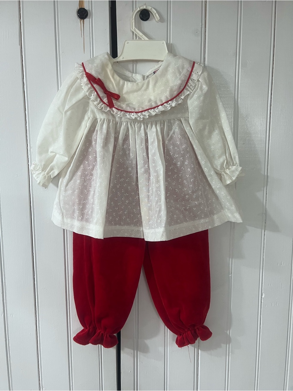 Vintage White and Red Dress Set